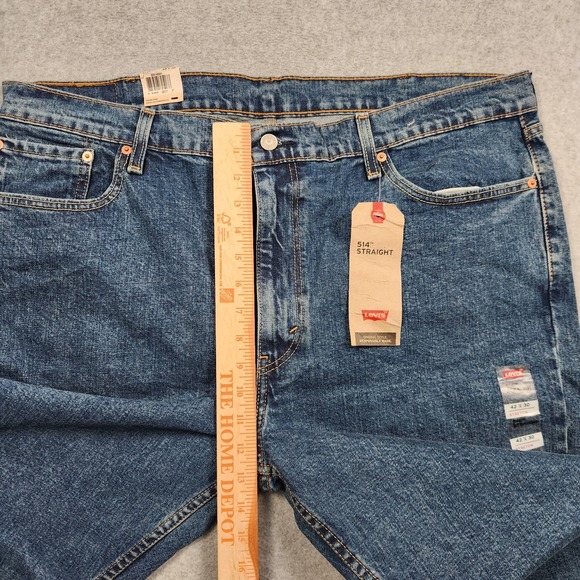 Levis 514 Straight Fit Jeans 42x30 Blue Straight Stretch Denim Pants Workwear - Picture 9 of 12
